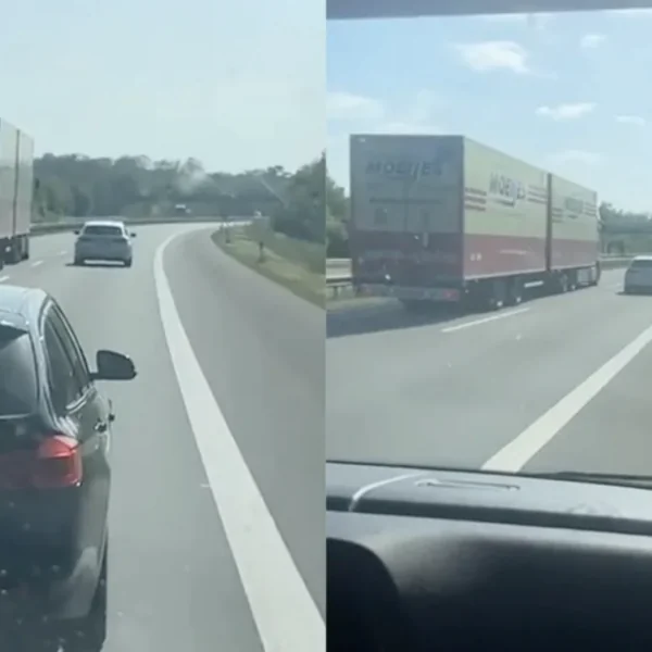 Vrachtwagenchauffeur helpen omdat Duitse bestuurder in BMW hem er niet langs wil laten&hellip;