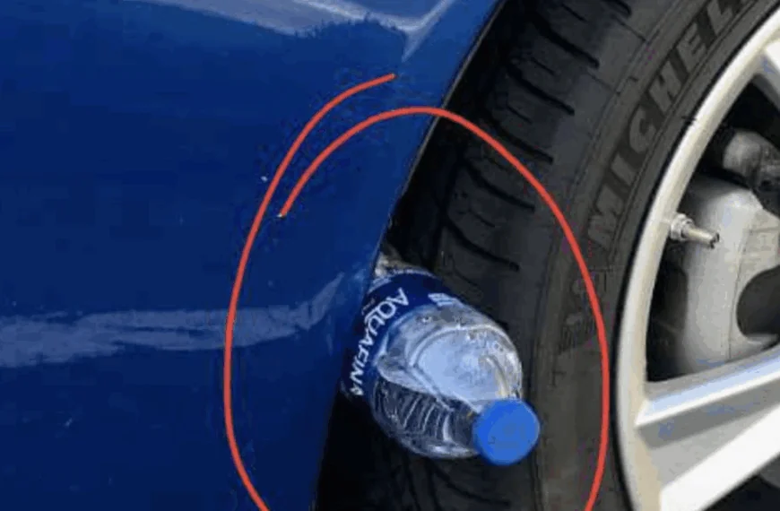 Waarschuwing: Als je een plastic fles bij je autoband ziet, is het verstandig om meteen 112 te bellen