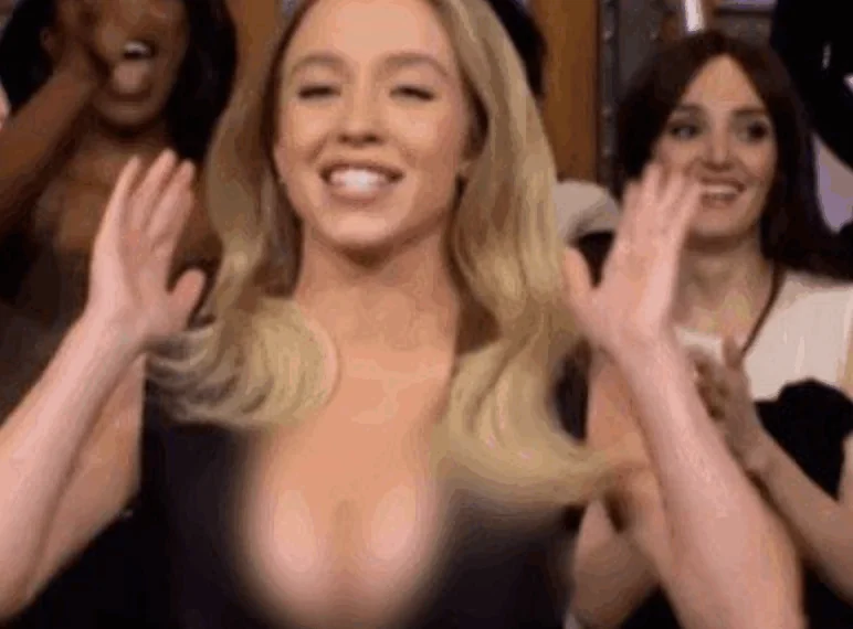 Presentatrice maakt de tongen los met veel te strak jurkje