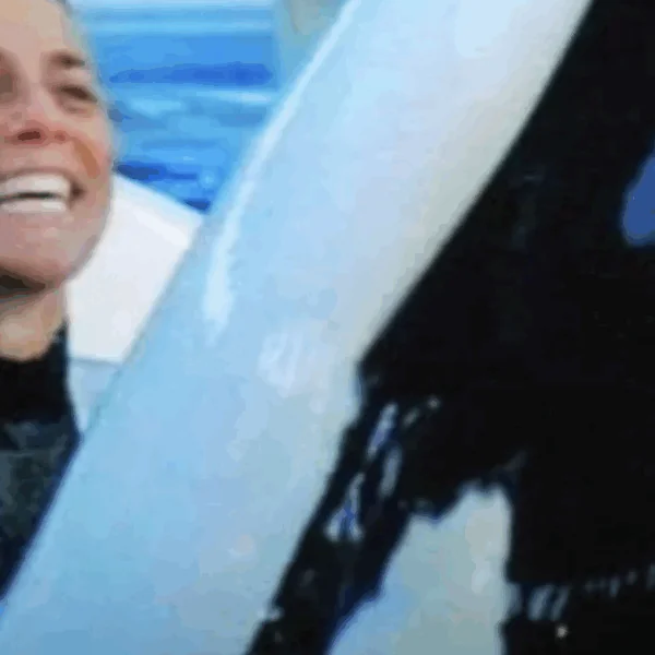 Bezoekers schrikken als orka met trainer in bek naar kijkvenster zwemt