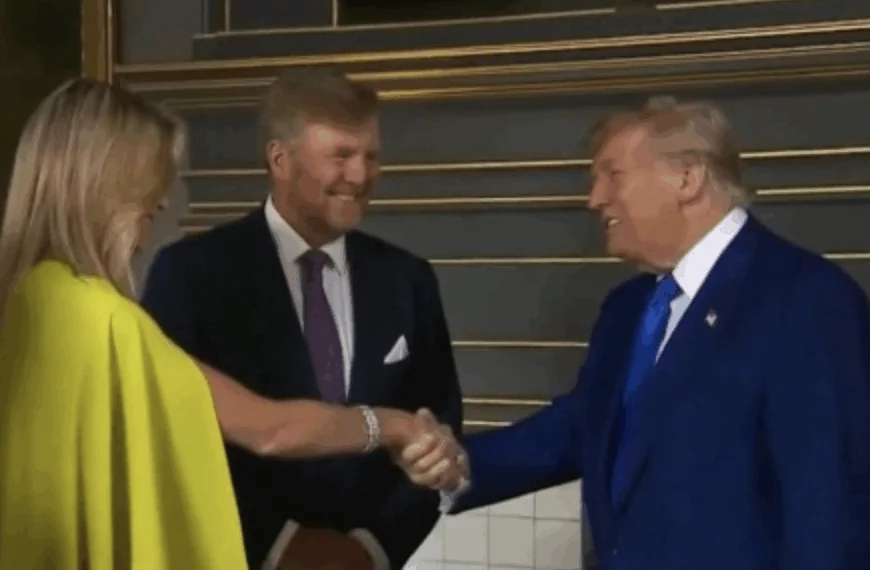 Koninklijk ontvangst voor Trump bij NAVO-top: Willem-Alexander, M&aacute;xima en Amalia verwelkomen Amerikaanse president