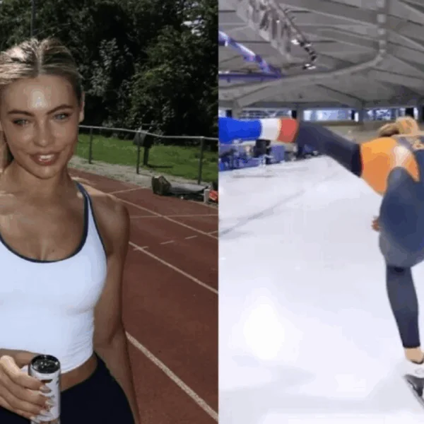 Cameraman achter Jutta Leerdam op de ijsbaan weet precies wat hij moet filmen