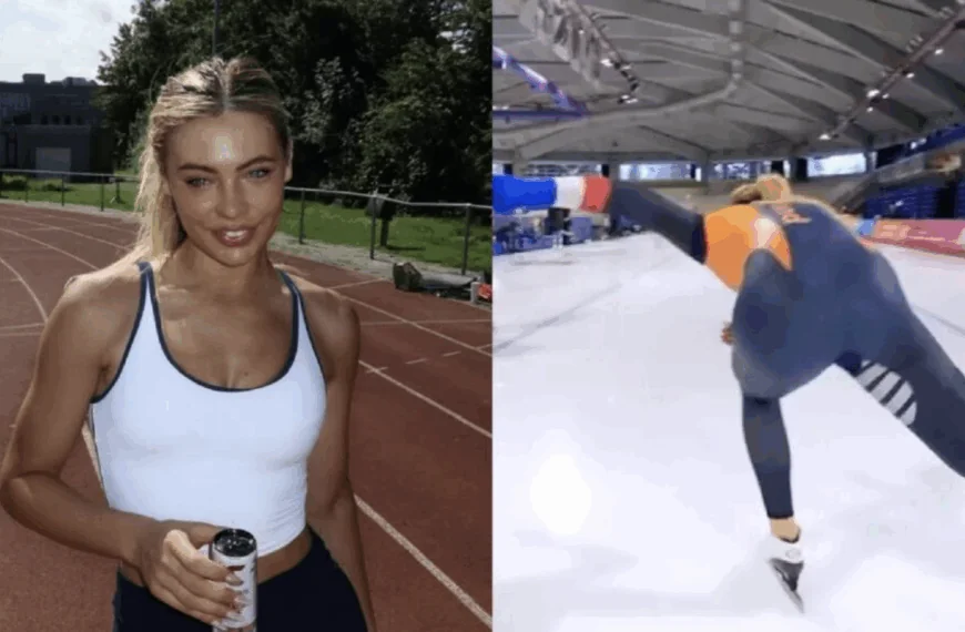 Cameraman achter Jutta Leerdam op de ijsbaan weet precies wat hij moet filmen