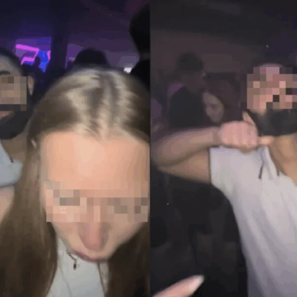 Enorme griezel bedreigt jongedames met de **** in bizarre video in nachtclub