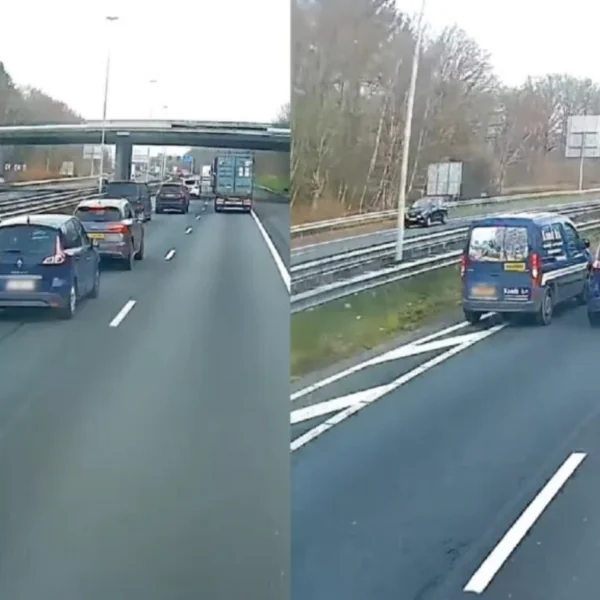 Automobilist gunt invoegend busje geen centimeter maar kan makkelijk naar rechts