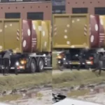 Vrachtwagenchauffeur gooit vervelende fietser de sloot in