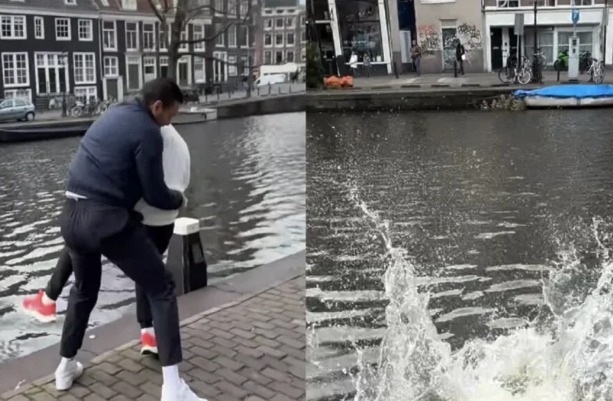 Fiets Dave Roelvink voor derde keer gestolen, Dave gooit fietsendief de gracht in