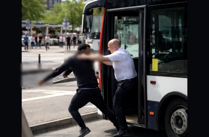 Buschauffeur is klaar met jochie en zet hem eruit